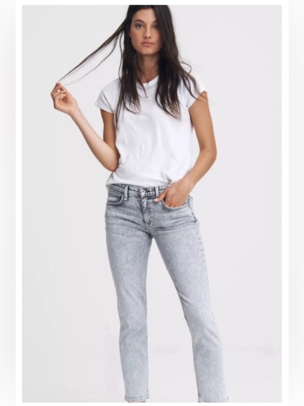 Rag & Bone Light Gray Straight Leg Jeans